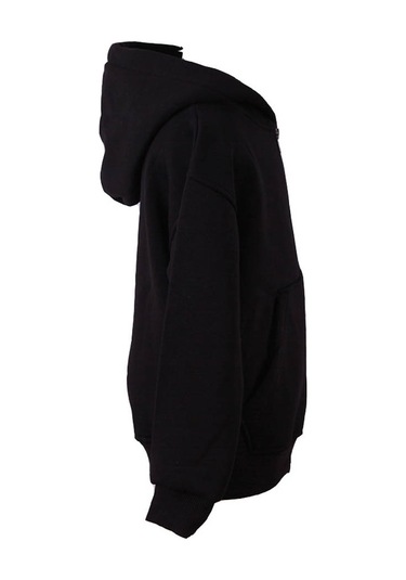 Trender Fermuarlı Kapüşonlu Siyah Kız Çocuk Sweatshirt 3 İp Şardonlu Basic SiYAH