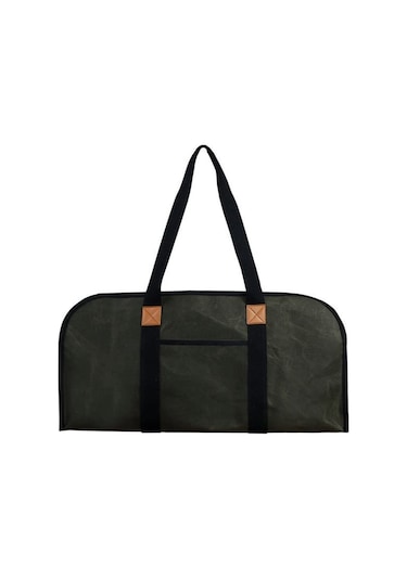 Yakacak Odun Kütük Taşıyıcı Tuval Torbası Taşıyıcı Kapalı Şömine Yakacak Odun Kılıfları Renk: Koyu Yeşil