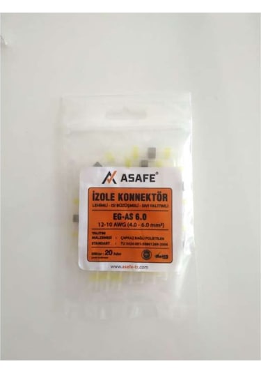Asafe Isı Büzüşmeli, Kendinden Lehimli,Izole Konnektör 6Mm (20Li)