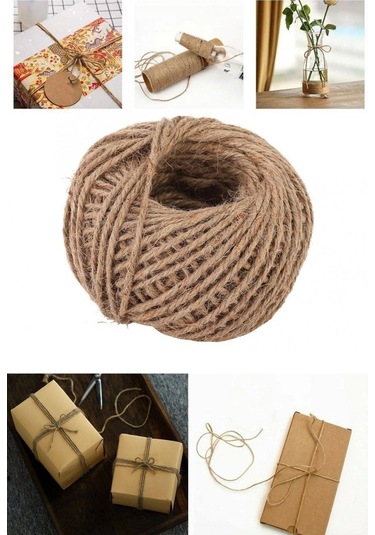 Jüt Kendir Ip Hediye Paketleme Ve Süsleme Ipi 100 Gram 1 Adet Urgan Kahverengi Hasır Ip