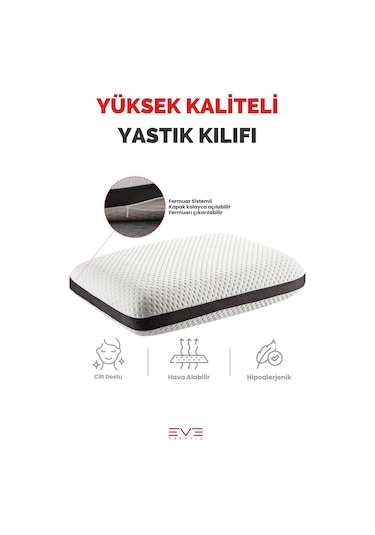 Eve Tekstil Klimalı Mega Boy Ortopetik Visco Yastık Boyun Fıtığı Boyun Düzleşmesi Için Hipoalerjik Visco Yastık Beyaz