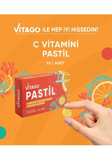 Vitago Vitamin C + İzlanda Yosunu + Zencefil Eki 16 Pastil