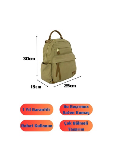 Bolsas Saten Kumaş Kadın Sırt Çanta Bej 1045 Bej