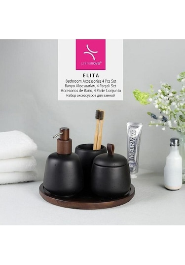 Primanova Elita 4 Lü Banyo Seti D-s21270 Siyah - Kahverengi