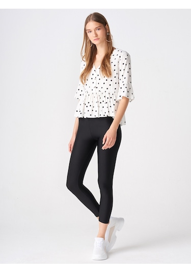 Dilvin 4001 Toparlayıcı Parlak Kumaş Tayt-siyah SiYAH