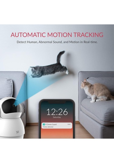 Yı 2k Dome Güvenlik Kamerası, 2.4g Akıllı Kapalı Evcil Hayvan İzleme Kamerası