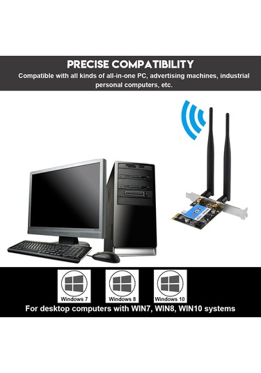 Fosenze Rtl8821 Çift Bant Pcıe Kablosuz Kart: 433mbps Hız, Bluetooth 4.0, Win7/8/10 Uyumlu, Plug & Play Masaüstü, Reklam Makinesi