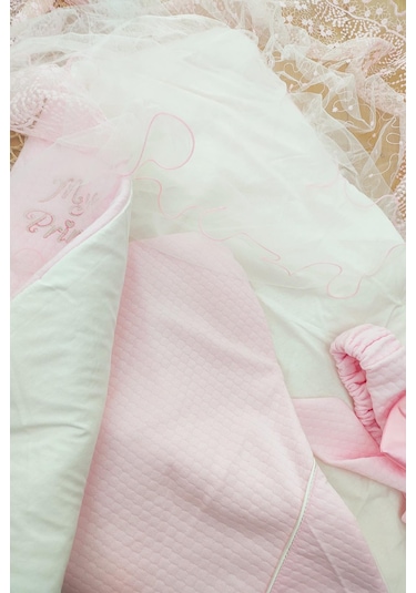 Kız Bebekp Pembe Lüks Duvaklı Kundak Battaniye Stl4786 Beyaz - Fuşya