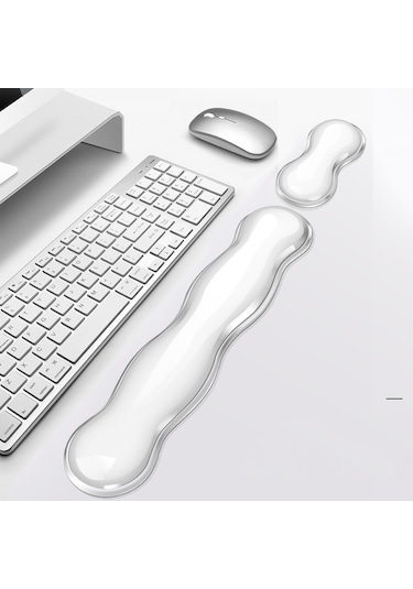 Soğuk Silikon Klavye Bilek Desteği Mouse Pad Bilek Yorgunluğunu Giderir, Spec: Küçük Şeffaf