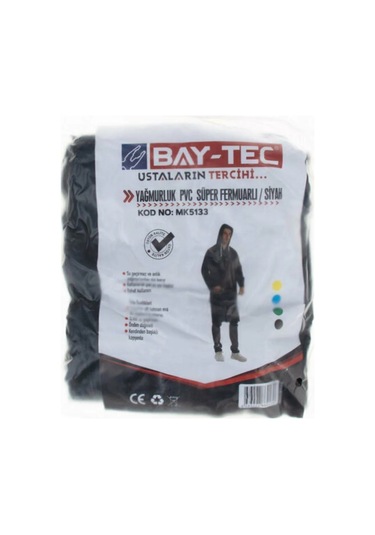 Bay-tec Yağmurluk Süper Pvc Fermuarlı Siyah Mk-5133