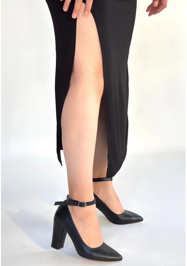 Biçomi Rity Siyah Cilt Topuklu Ayakkabı Çok Renkli