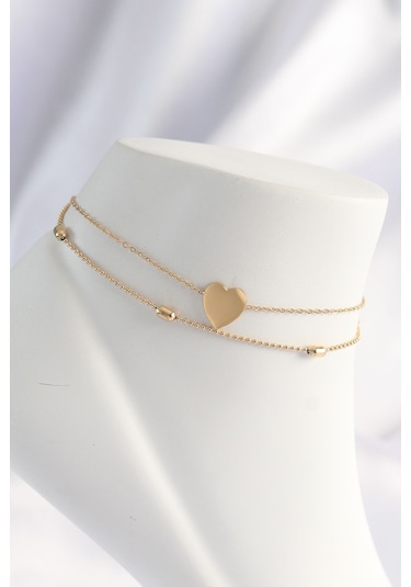 Zarif Kadın İçin Golden Çelik Kalp Stil Çift Halhal Diğer