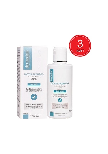 Dermoskin Erkekler için Saç Dökülmesine Karşı Biotin Şampuan 3 x 200 ML