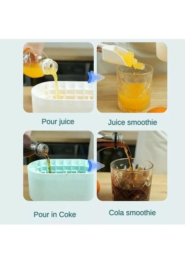 Pazly Yeniden Kullanılabilir Silikon Buz Küpü Tepsisi, Kendin Yap Buz Yapıcı, Mavi, Sarı, Gri Renkli, Gıda Güvenli, Kolay Saklama Gri