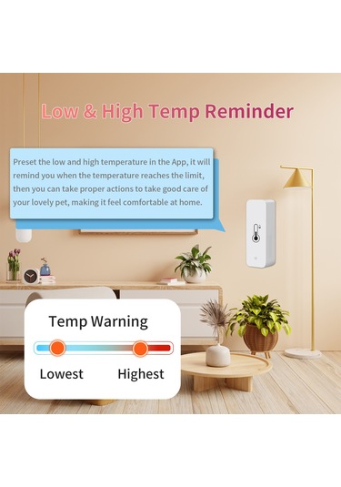Dofolink Akıllı Wifi Sıcaklık Nem Ölçer - Düşük/yüksek Sıcaklık Uyarısı, C/ F Değiştirme, Mobil Uygulama Ve Alexa/google Assistant İle Uyumlu