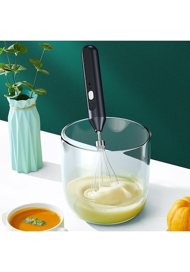 Neevoyu Usb Şarjlı Kablosuz El Mikseri - Siyah Yükseltilmiş Versiyon, 3 Hız Ayarlı, Çıkarılabilir Blender, Yumurta-şeker-krem Karıştırıcı, Mutfak Aleti Siyah