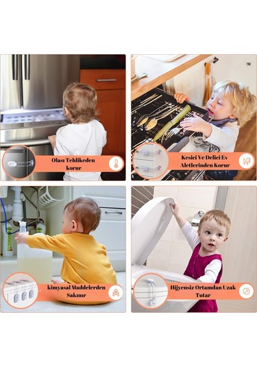 2 Adet Iz Bırakmaz Bebek Güvenlik Dolap , Çekmece Kilit Bebek Emniyet Kilidi Çok Amaçlı Kilit Bebek Çok Renkli