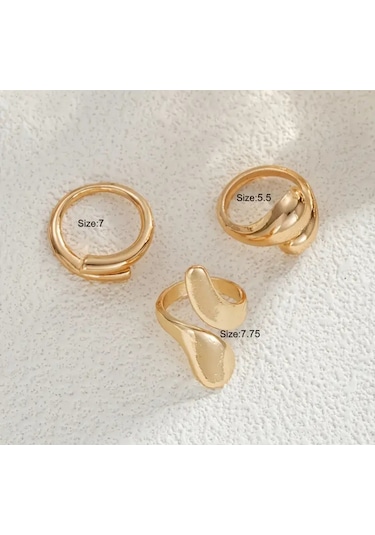 Girift Vintage Ydora 3 Adet Gold Yüzük Seti Altın