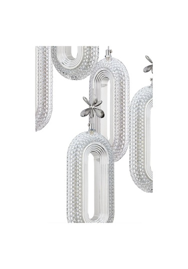 Led Alfa 5'li Gümüş 3 Renk Ledli Kristal Taşlı Modern Led Avize Krom