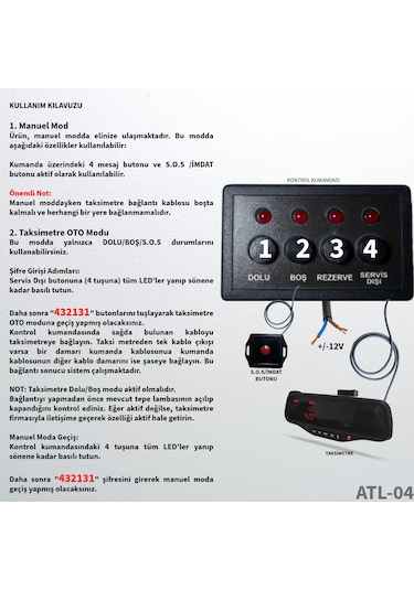 Taksi Levhası Yeni Nesil Çok Fonksiyonlu Atl-04
