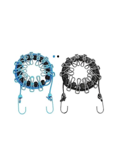 Ganzhoushop 12 Klipsli Paket Çamaşır İpi Taşınabilir Çamaşır Askısı Çamaşır İpi Seyahat Kamp Aletleri Seyahat Tatil Açık Hava Aksesuarları Kamp Çamaşır İpi, 2 Kişilik Çok Renkli