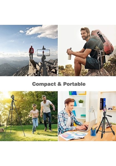 Ebitda Taşınabilir Alüminyum Tripod - Gopro/kamera/son Derece Kolay Kullanılır Siyah