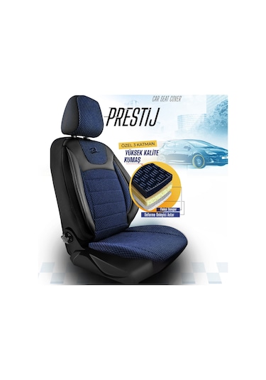 Panda Prestij Serisi Dokuma Kumaş Oto Koltuk Kılıfı  Mavi - Siyah