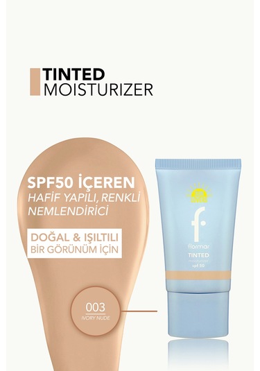 Flormar Sun Lovers Nemlendirici Etkili & Doğal Bitişli Renkli Güneş Koruyucu SPF50 003 Ivory Nude