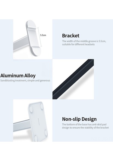 Fastbuy Alüminyum Kulaklık Tutucu, Ayrılam. & Taşın. Kulaklık Kor. - Gümüş