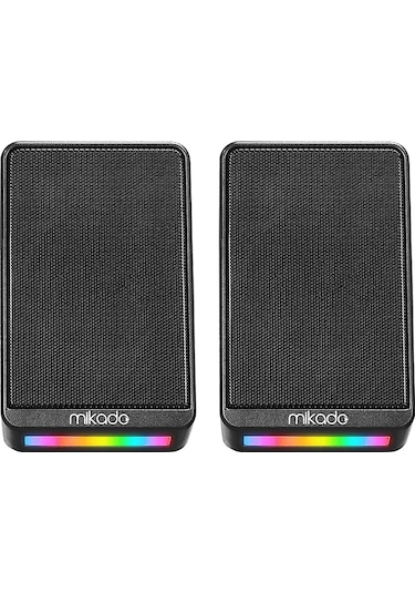 Mikado MD-178 2.0 3W 2 Siyah RGB Aydınlatmalı USB + 3.5 MM USB 5V Hoparlör