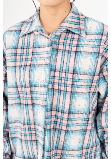 Kız Çocuk Yumuşak Dokulu Kareli Oduncu Gömlek 3172 Mavi