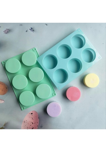 Kek Kalıbı Gıda Sınıfı Kolay Çıkarma Yeniden Kullanılabilir 6 Boşluklu Sütun Dondurma Jöle Puding Sabun Kalıbı Mutfak Aletleriyeşil Çok Renkli