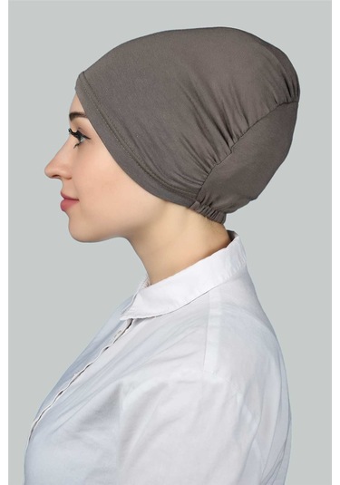 Altobeh Hazır Pratik Geçmeli Lastikli Tesettür Bone - Koyu Vizon