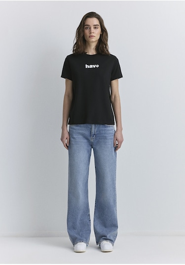 Mavi - Hav Baskılı Siyah Tişört 1613288-900 Siyah