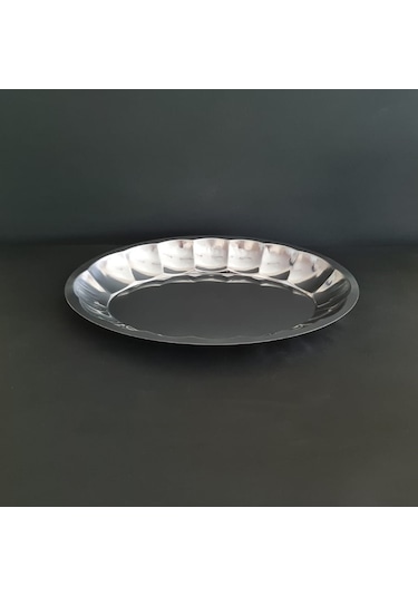 430 Kalite Paslanmaz Çelik Kayık Tabak 34x22 Cm Derinlik 3,5 Cm Gümüş