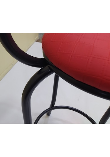 Sandalye Bar Tipi Yüksek Model Kırmızı 4Adet Metal Çelik Nike