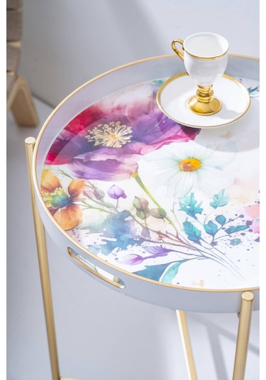 Acar Coco Çıkarılabilir Tepsili Sehpa - 49 Cm Renkli