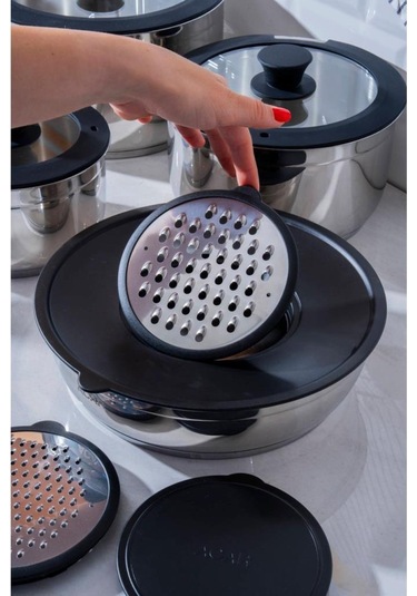 Acar Mars 12 Parça Çelik Tencere Seti Krt-08620 Siyah