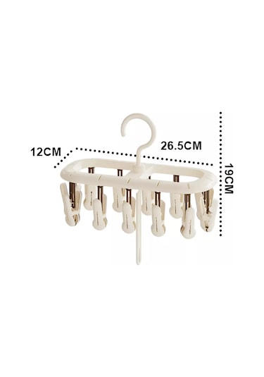 Uutnoe Mestecko Bej Renkli, Mandal Açan 12 Adetli Askılı Çamaşır Kurutma Askısı 250382547 Bej