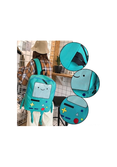 Ranyeek Klasik Oyun Konsolu Desenli Kumaş Çift Omuz Çantası - Tek/çift Omuz Dönüştürülebilir, Dayanıklı, 29x11.5x39cm Siyah Çok Renkli