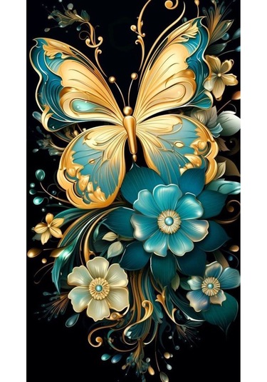 Mavi Kelebek Kanvas Tablo Ev Salon Oda Mutfak Duvar Oda Hediyelik Dekarasyon Süsü Ölçü Seçiniz