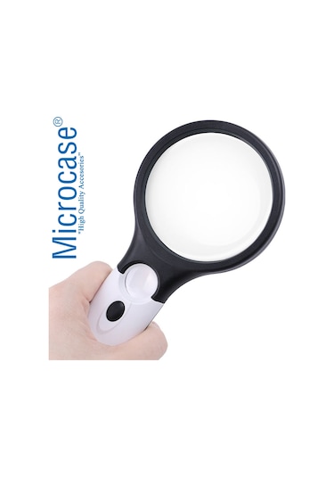 Microcase By5 Işıklı Çift Gözlü 45X 3X Büyütme El Büyüteci