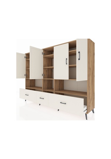Hyperion Dolap 12 Raflı 3 Çekmeceli 5 Kapaklı 220x44x163 Çam-ayta Çam-aytaşı