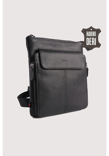 Hakiki Deri Erkek Postacı Çantası Siyah Smr9279 Siyah