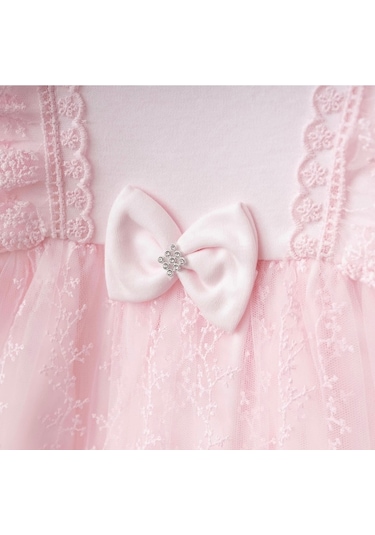 Işıl Baby Kız Bebek Dantel Detaylı Tül Elbise Pembe
