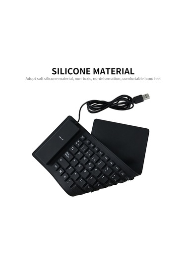 Yunboo 84 Tuşlu Usb Kablolu Su Geçirmez Katlanabilir Silikon Klavye - İspanyolca Siyah