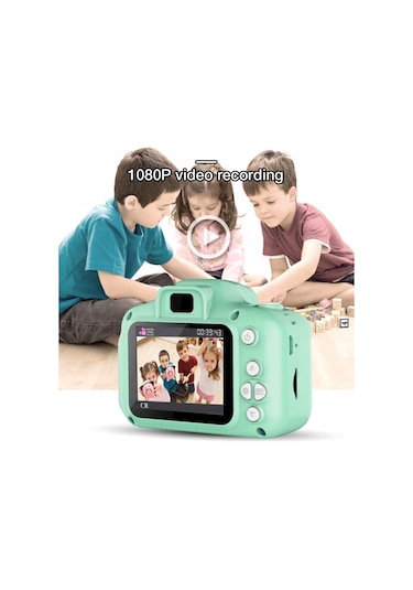 Skycity 3-12 Yaş Çocuklar İçin 2" Lcd 8mp Dijital Fotoğraf Makinesi - Otomatik Odaklı, Şeker Pembe, Hediye İdeal Yeşil