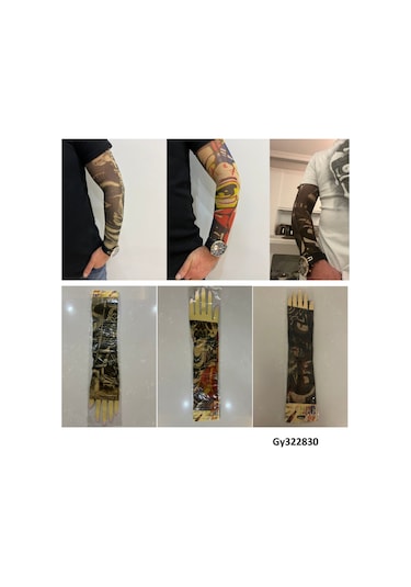 Giyilebilir Dövme 3 Çift 6 Adet Kol Çorap Dövmesi Sleeve Tattoo Set7