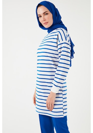 Lela Modest Çizgili Pamuklu Regular Fit Bisiklet Yaka Bayan Tunik 5865784 Saks Lela Modest Çizgili Pamuklu Regular Fit Bisiklet Yaka Bayan Tunik 5865784 Saks