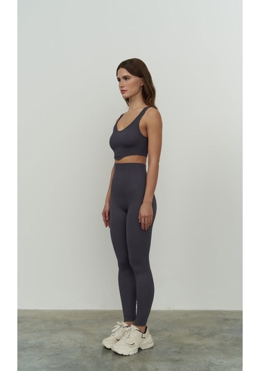 Jade Antrasit Dikişsiz Fitilli Tayt Antrasit